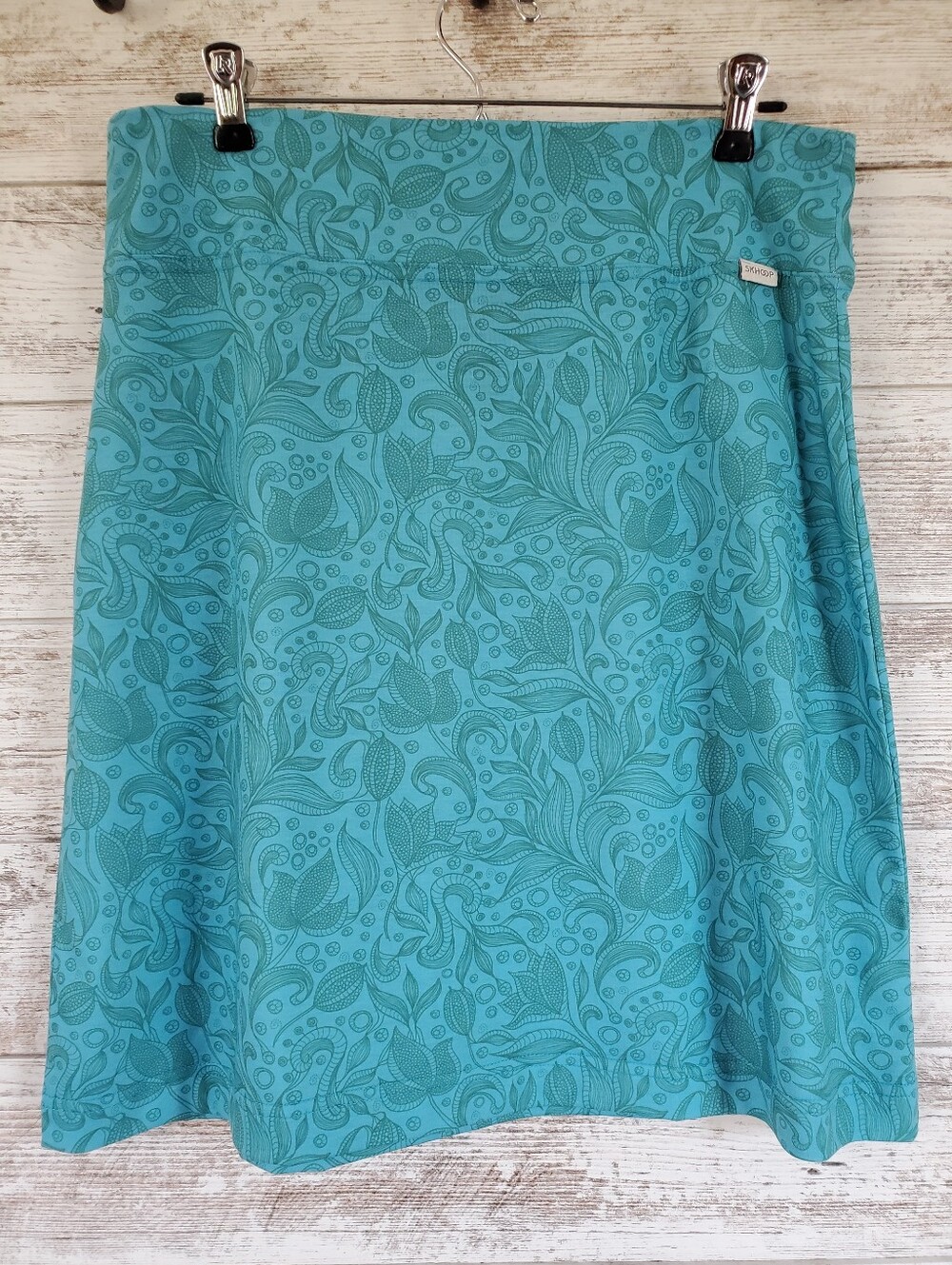 Skhoop Frida Knee Skirt Aqua Blue Floral Paisley Activewear Hiking Athletic